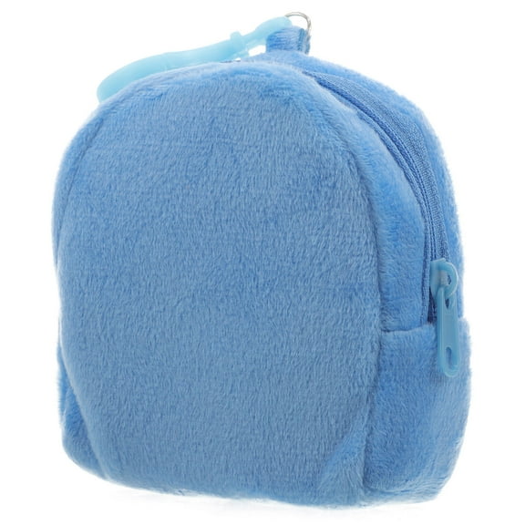 HOOWIFFY 1Pack Blue Plush Portable Change Purse for Women and Girls to Store Small Items