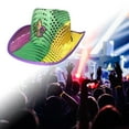 thumbnail image 6 of Sharplace Sequin Cowboy Hat Mardi Gras Hat Cap Decorative Costume Accessory Western Cowgirl Hat for Nightclub Party Supplies Mardi Gras Sequin Pattern, 6 of 10