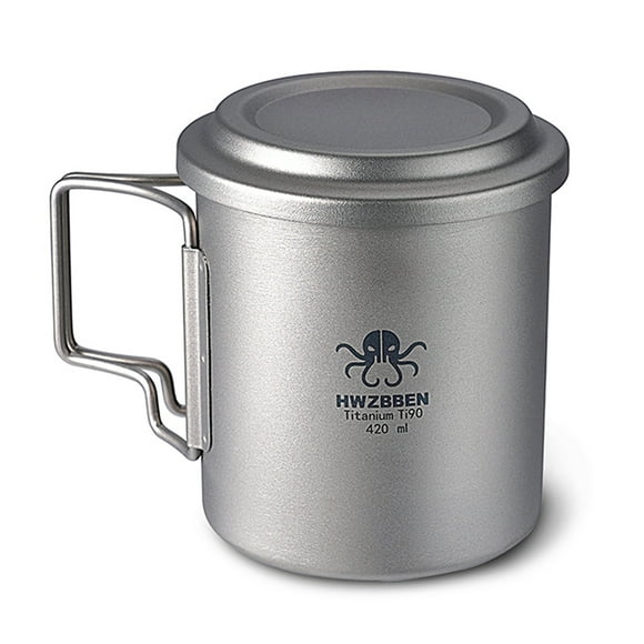 Tea Cup with Folding Handle Outdoor Camping Tea Maker Mug with Tea Strainer 420ml