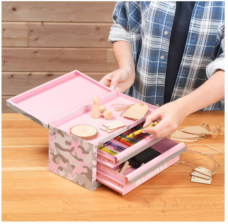 Kobalt Mini 10.83-in W x 5.91-in H x 5.91-in D 2-Drawer Pink Camo Steel Tool Box