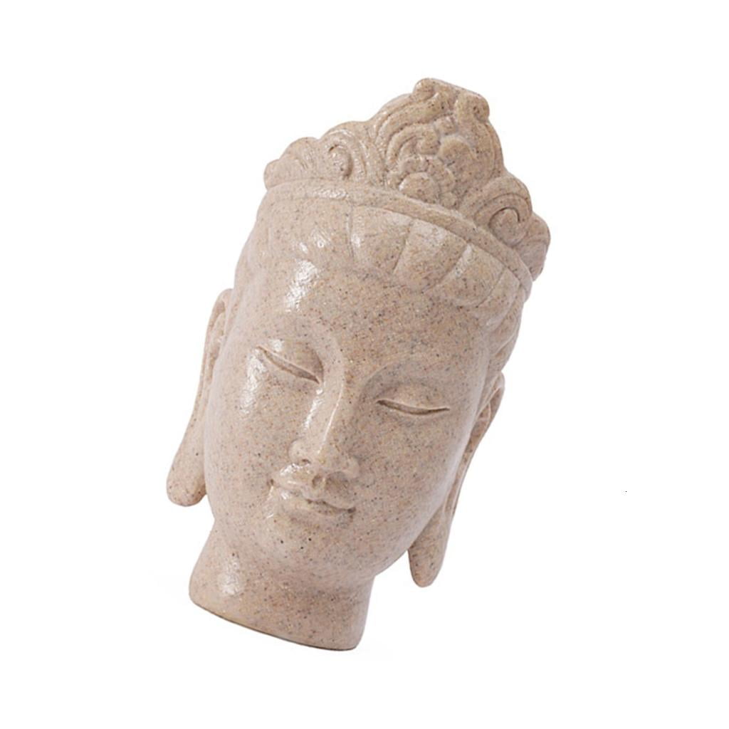 Yihuala Peaceful Resins Buddhas Head Statue for Meditations Room Decors Buddhist Head Figurine Sculpture Tabletop Shelf Ornament