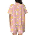 thumbnail image 4 of Womens Pajama Sets With Pocket, Cute Sweet Banana Pink Lounge Sets Short Sleeve Sleepwear PJ Sets for Women, 4 of 6