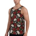 thumbnail image 2 of Easygdp Red Rose Skull Men's Tank Top, Sleeveless Muscle T Shirts, Breathable, Quick-Dry, Loose for Gym, Running, Fitness - XX-Large, 2 of 9