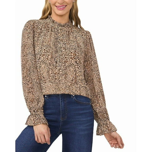CeCe womens  Y-Neck Top, s, Beige
