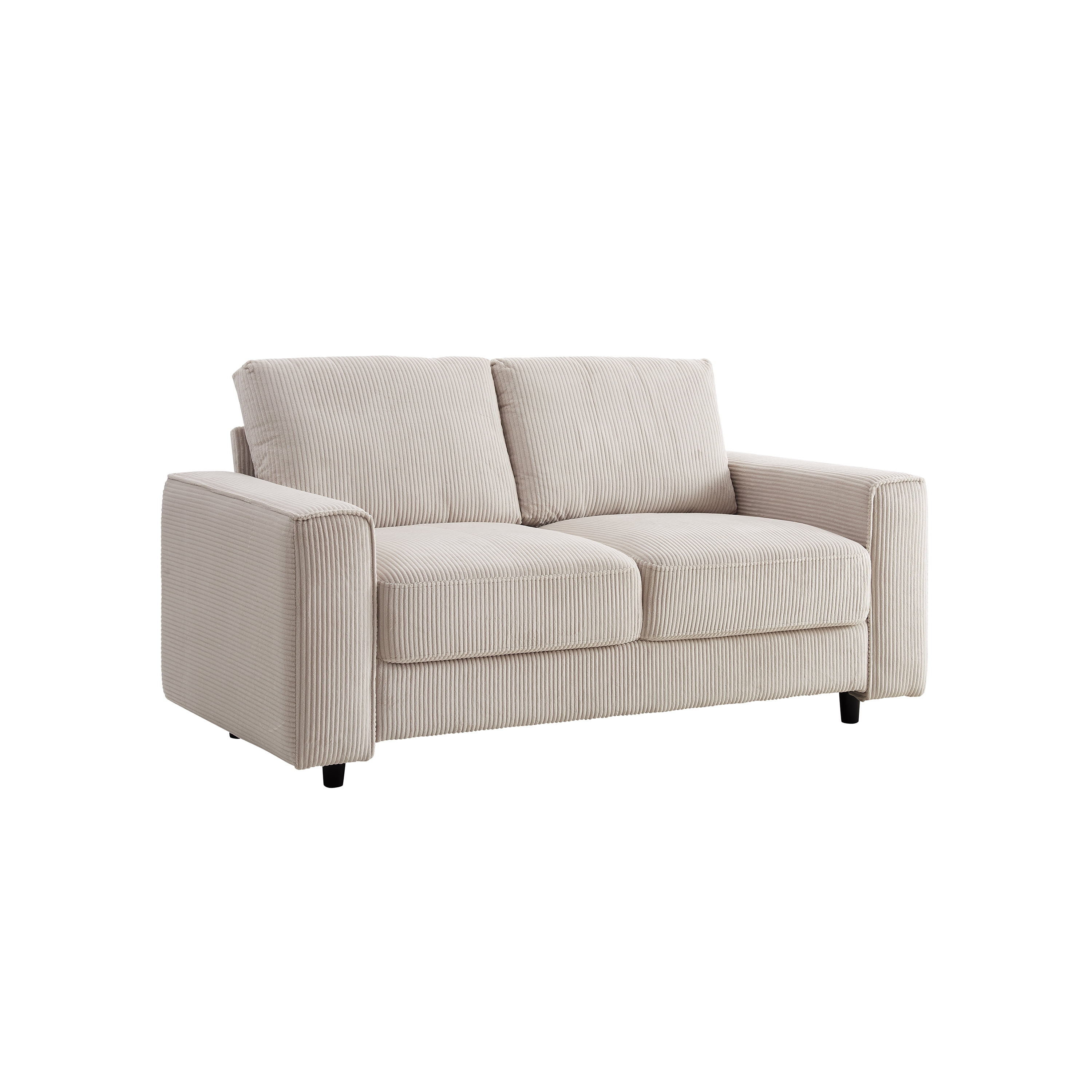 Modern Contemporary Upholstered 2-Piece Corduroy Plush Tufted Sofa Set, Beige