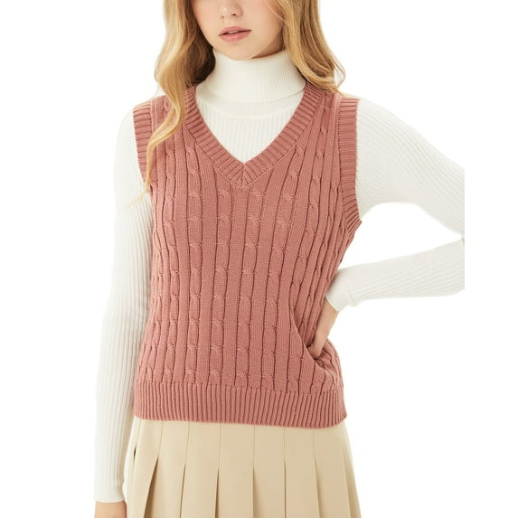 Womens Casual V-Neck Sweater Vest – Solid Sleeveless Pullover Sweater Top Lt9978ws