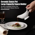 thumbnail image 4 of Hzsb White Ceramic Gravy Boat Sauce Server with Large Pour Spout Non-Slip Bottom Gravy Dispenser for Gravy Salad Dressings, 4 of 7