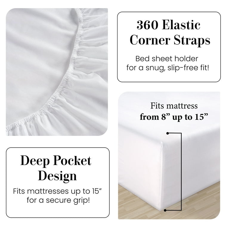 Casa Platino 100% Cotton Percale 4-Piece Queen Sheet Set photo 6