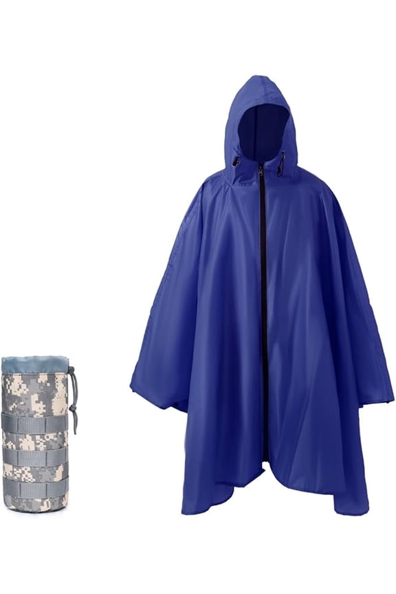Plus Size Adult Rain Poncho with Hood and Zipper, Poncho Para Lluvia, Tactical Ponchos Adult For Camping, Hiking
