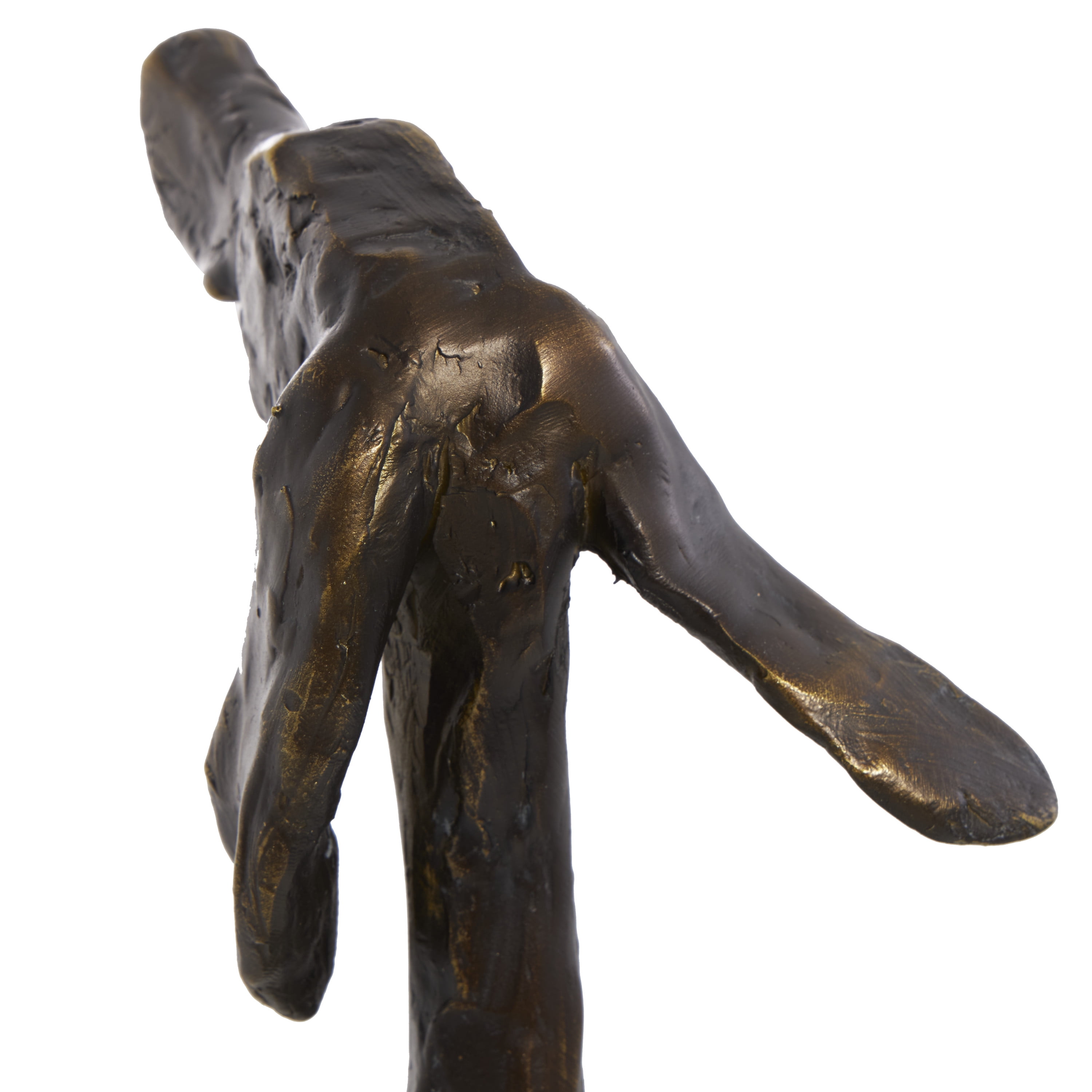 7" x 21" Bronze Polystone Distressed Slim Frame Dog Sculpture with Gold Accents, by DecMode