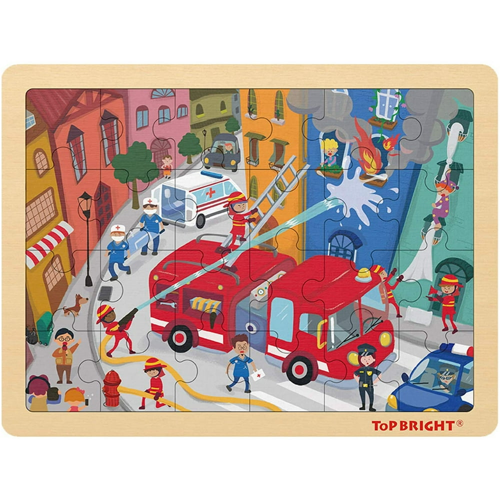 24 Piece Puzzles for Kids Ages 3-5 - Fire Rescue Wooden Jigsaw Puzzle ...