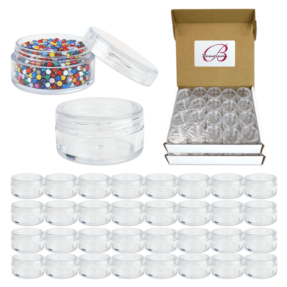 Beauticom 100 Pieces High Quality 10 Gram 10 ml (0.3 oz) Plastic Clear Round Cream Lotion Beauty Sample Jars (Clear Lids)