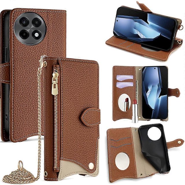 For OnePlus Ace 5 5G 5 Pro 5G Wallet Case Fishtail Design Leather Phone Cover with Mirror Stand Stra