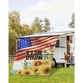 thumbnail image 4 of 4th of July RV Awning Sun Shade Screen 9'X7' 250th Anniversary Mesh Sunscreen Sunflower American Flag Awning Shade Screen with Zipper UV Blocker Completed Kits Outdoor Canopy for RV Motorhome Camper, 4 of 7