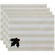 Simply Daisy 18" x 14" Holly Tones Holiday Stripe Print Placemat
