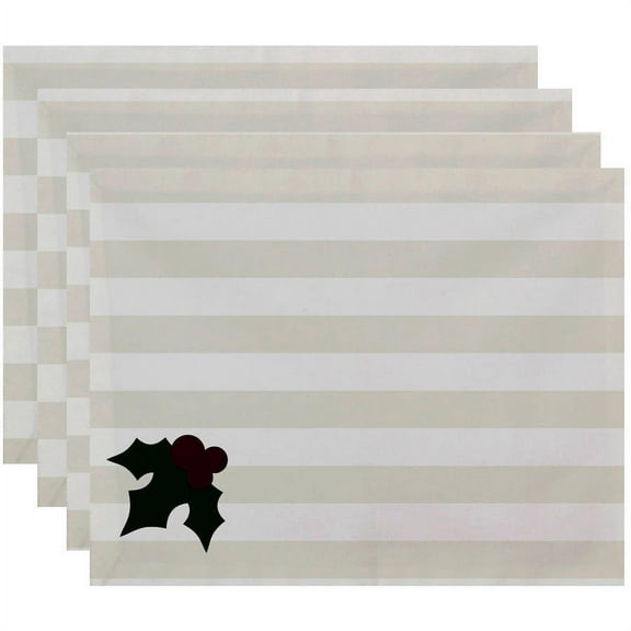 Simply Daisy 18" x 14" Holly Tones Holiday Stripe Print Placemat