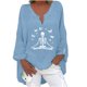 thumbnail image 1 of Moda Mujer Camiseta de manga larga Otoño Frente abierto Prendas de abrigo sueltas Impresión Blusa Abrigo Tops Pompotops FGAJ14592, 1 of 5