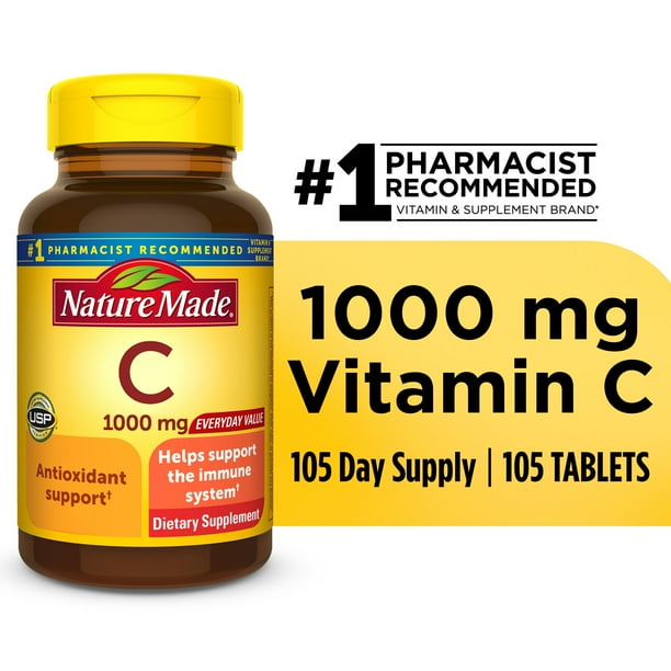 Nature Made Vitamin C 1000 Mg Tablets 105 Count Walmart Com