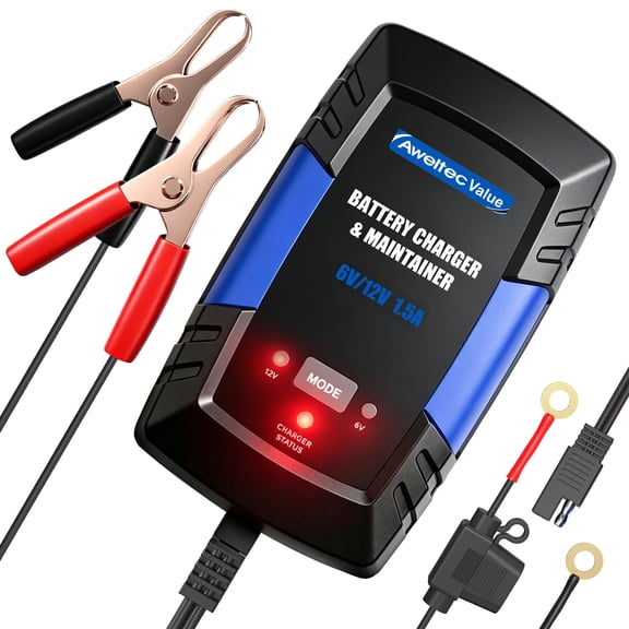 AWELTEC Universal Power Battery Maintainer 1.5 Amp 6V/12V Battery Charger