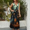 thumbnail image 3 of Halloween Scary Night Full Moon Sleeveless Dress Woman Fashion Long Dresses Women's Summer Suit Dress 2025, 3 of 6