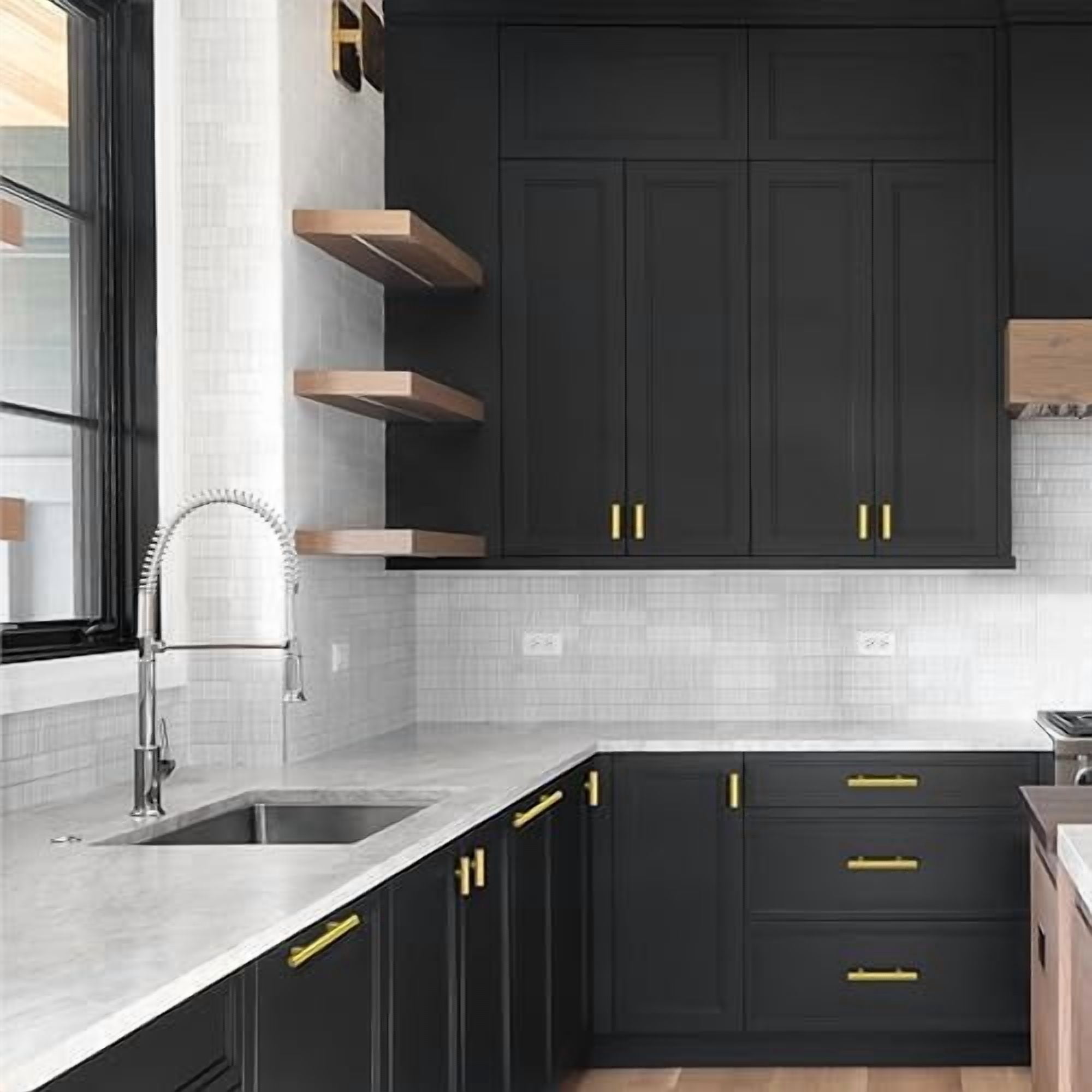 30 Pack Brushed Brass Cabinet Handles Gold 3 Inch Hole Center Cabinet Pulls Stainless Steel Drawer Handles Kitchen Cabinet Hardware Pulls for Cabinets and Drawers - 5" Length,