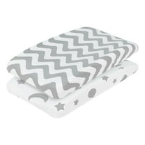 Everyday Kids Changing Pad Cover, Gray/White Chevron & Moon Stars, 2 Count