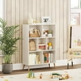 thumbnail image 3 of 31 Inch 3-Tier White Bookcase, 7 Cube Bookshelf with Storage, Wooden Open Book Shelfs with Legs Bookcases Fit for Living Room, Bedroom, Office, 3 of 8