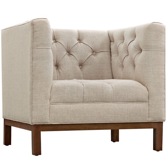 Armchair Accent Chair, Beige, Fabric, Mid Century Living Lounge Cafe Lobby Hospitality Restaurant, Modern Contemporary HB32722