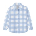 thumbnail image 7 of Penkiiy Boys Girls Plaid Flannel Shirts Jacket Toddler Long Sleeve Button Down Kids Fall Outwear Clothes Tops 12 Months Blue, 7 of 7