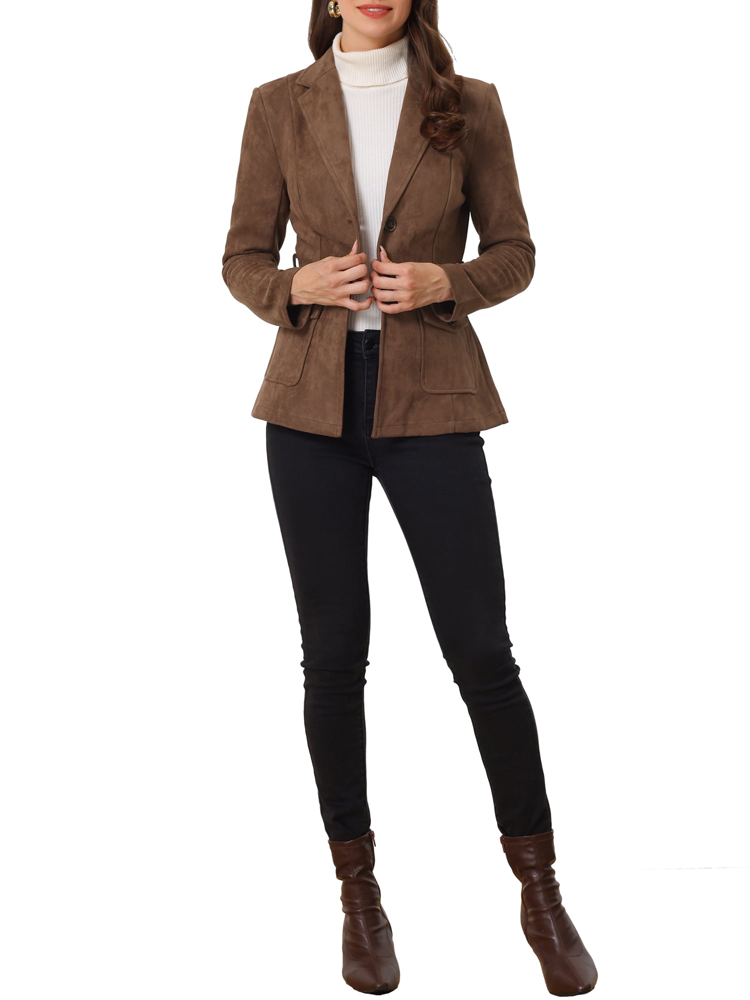 ★★New Balance★★ Faux Suede Three Button Blazer Dark Brow Buy Brown Faux Suede 3 Button Blazer from the Next UK online