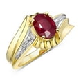 thumbnail image 6 of RYLOS Rings for Women 14K Gold Plated Silver Swirl Z Ring 7X5MM Oval Gemstone &  Diamond Rings July Ruby Jewelry Size 6, 6 of 7