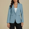 thumbnail image 2 of VSSSJ Blazer Jacket for Women Long Sleeve Notch Lapel Button Slim Fit Blazers Open Front Casual Classic Office Suit Coat with Pockets Light Blue XL, 2 of 6