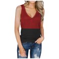 thumbnail image 2 of DPTALR Womens Casual Loose Color Matching Button V-neck SleevelessTops Blouses Vests, 2 of 6