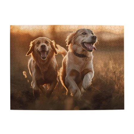 1000-Piece Wooden Jigsaw Puzzle for Adults - Golden Retrievers Running Fun & Challenging Brain Teaser Stylish Home Decor & Unique Gift