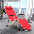 thumbnail image 3 of Magshion Zero Gravity Chair, Folding Reclining Lounge Chair with Removable & Adjustable Pillow, Patio Lawn Recliner for Outdoor Pool Camping Yard, Red, 3 of 12