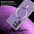 thumbnail image 6 of for Samsung Galaxy S23 Ultra Glitter Case with Camera Lens Protector, [Compatible with Magsafe] Slim TPU Clear Magnetic Case Cute Cover for Samsung Galaxy S23 Ultra CZ Purple, 6 of 14