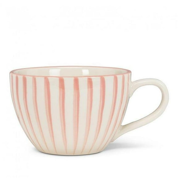 MDR Trading Inc. AB-27-POSITANO-MUG-PNK Pink And White Striped Latte Mug