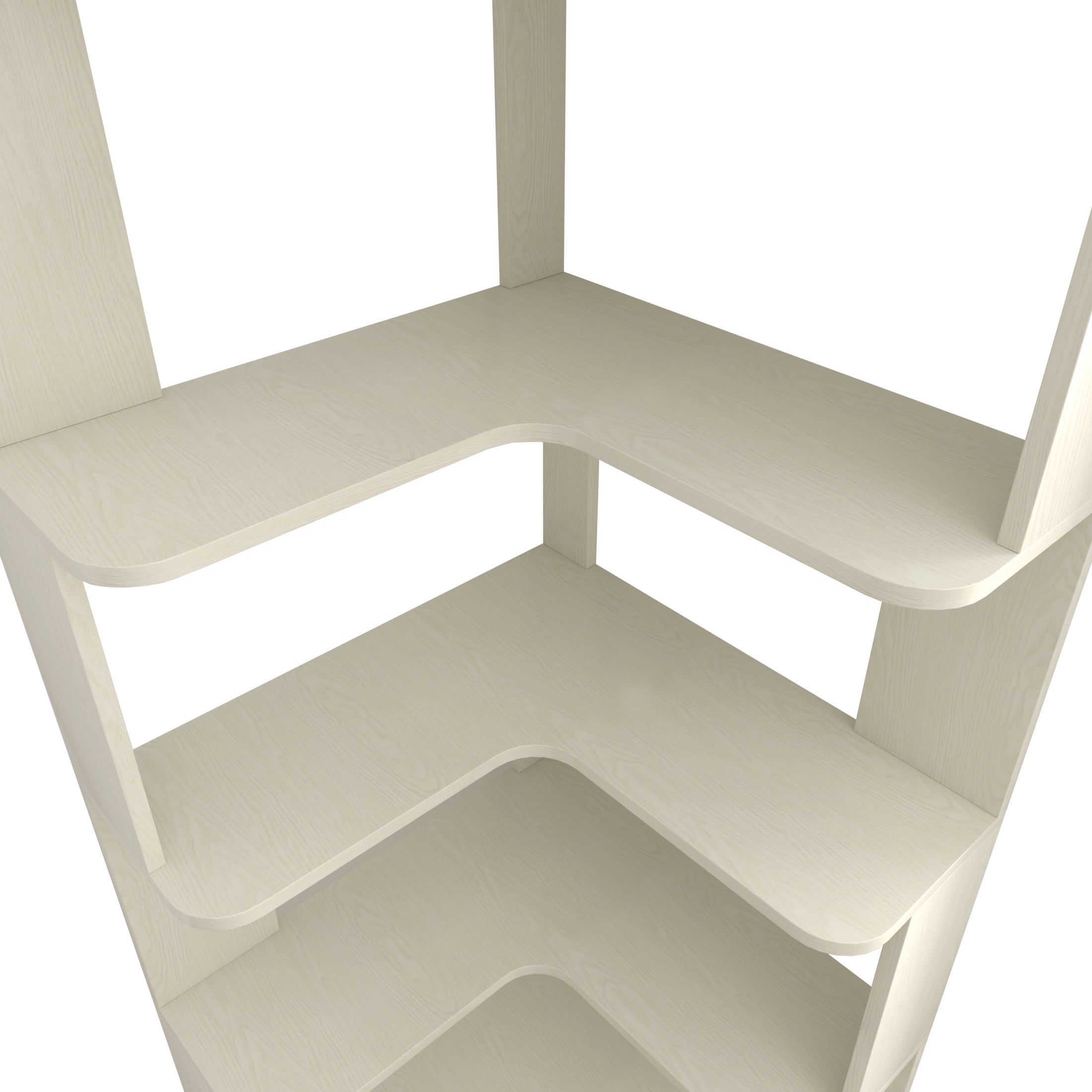 Noble House Vayen 65" L-Shaped Corner Bookshelf, 6-Tier Anti-Drop Wooden Bookcase, Open Storage Rack, White Oak
