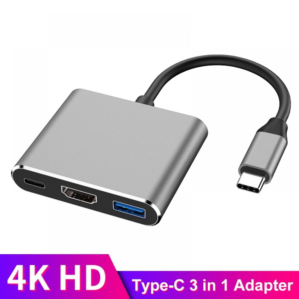 USA-USB C to HDMI Multiport Adapter USB 3.1 Gen 1 Thumderbolt 3 to HDMI 4K Video Converter/USB 3.0 hub Port PD Quick Charging Port with Large Projection for 2015/16/17/18 MacBook/MacBook Pro 