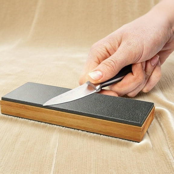 Wooden Base Leather Strop with Sharpening Polishing Compound, Ideal for Stropping Straight Razors, Knives & Edged Tools