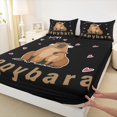 thumbnail image 3 of Homewish Kawaii Capybara 3pcs Twin Sheet Sets For Preppy Kids Children,Cartoon Animal Twin Fitted Sheet,Black Brown Breathable Flat Sheet,Microfiber Bedroom Decor, 3 of 7