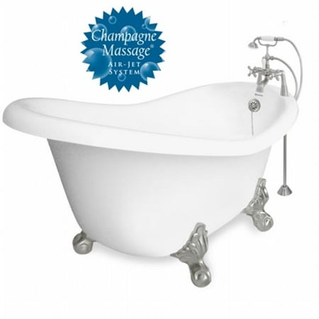 - American Bath Factory T021B-SN-R Champagne Marilyn 67 in. White Acrastone Air Bath Tub, Large