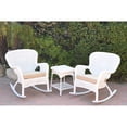 thumbnail image 2 of Jeco Windsor White Wicker Rocker Chair And End Table Set with Chair Cushion Black, 2 of 5