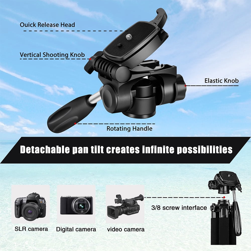 ZOMEI 55 Inch Tripod with Carry Bag with Phone Holder, Aluminum for Mirrorless Camera/DSLR/Phone/Camcorder, Red