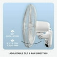 thumbnail image 4 of Hurricane Classic 16 Inch 90 Degree Oscillating Wall Mounted Fan, White, 4 of 12