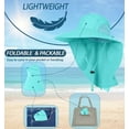 thumbnail image 4 of UPF 50+ Sun Protection Hat for Women's Adult UV Solar Protection Wide Brim Outdoor Beach Fishing Bucket Bonnie Cap Visor with Neck Flap Breathable Mesh Lightweight Foldable Windproof A Turquoise, 4 of 5