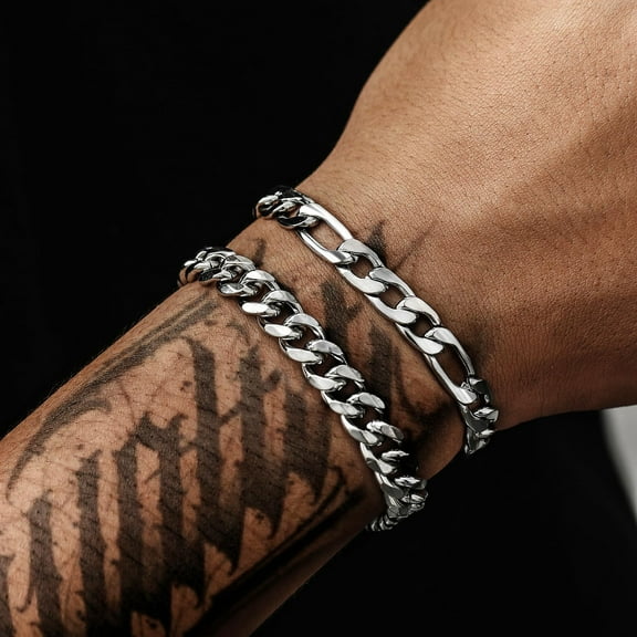 Men's Stainless Steel Cuban Twist Bracelet Two-piece Set
