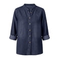 thumbnail image 6 of Ltctricy Women's Button down Denim Shirt Collared Casual Long Sleeve Tops Fall Loose Fit Trendy Jean Shirt, 6 of 7