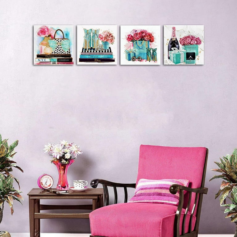 Fashion Wall Art Glam Room Decor Pink and Teal Bedroom Decor Girly