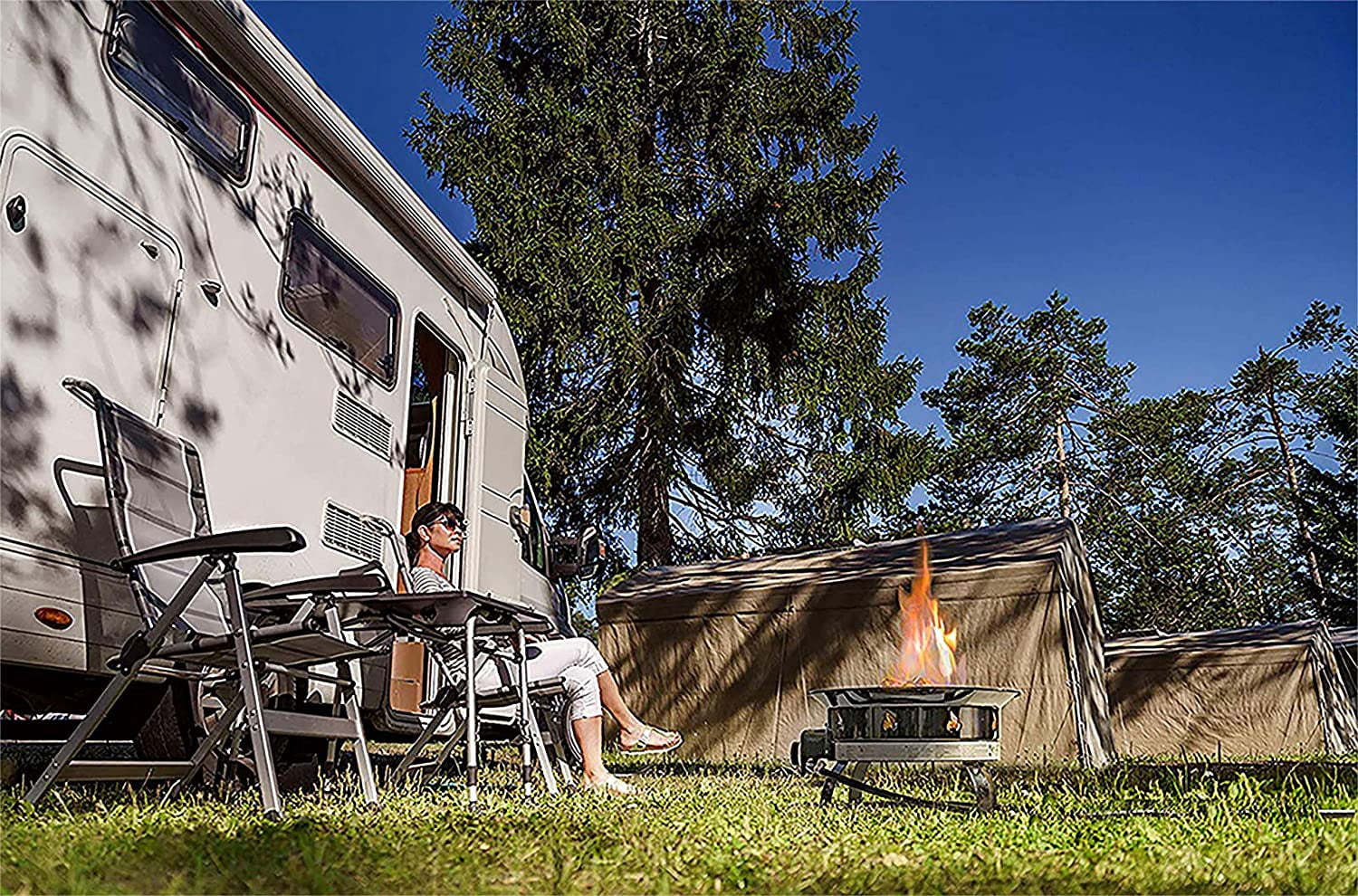 Outland Living 823 Standard Portable Propane Fire Pit, 19-inch Smokeless Gas Fire Pit, 58,000 BTU, Black | Ideal for Outdoor Camping, Patio, Backyard, Tailgating, Deck, RV